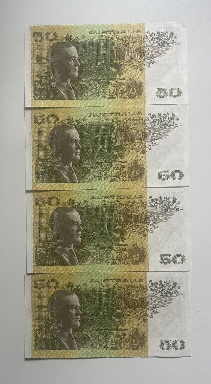 Australian Fraser/Cole 1991 $50 Banknotes five consecutive a/UNC