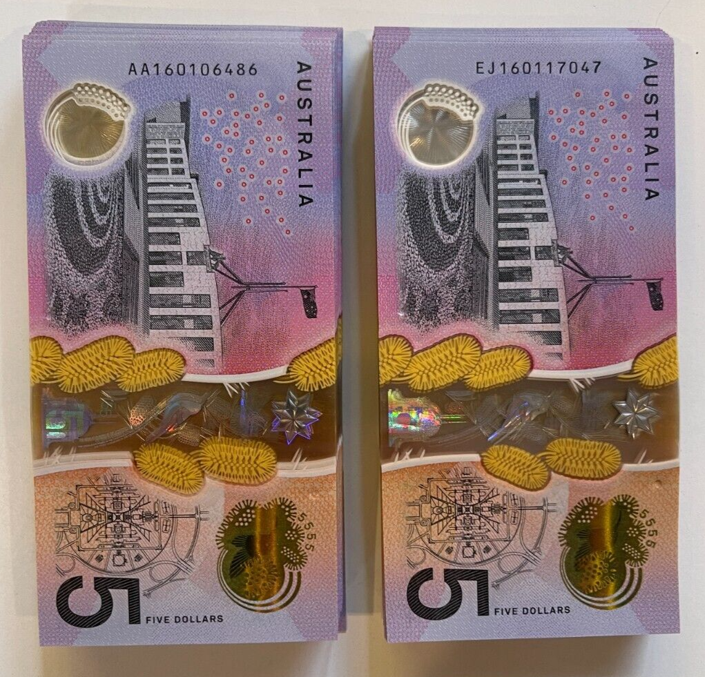 5 Dollar AA/EJ Prefix Limited Low Print - 2016 Five $ One of eac Note aUNC