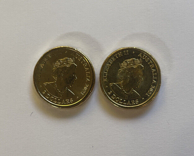 2021 $2 Aboriginal UNC Two Dollar Coloured Coins + 2017 And 2014 50 Cent Coins
