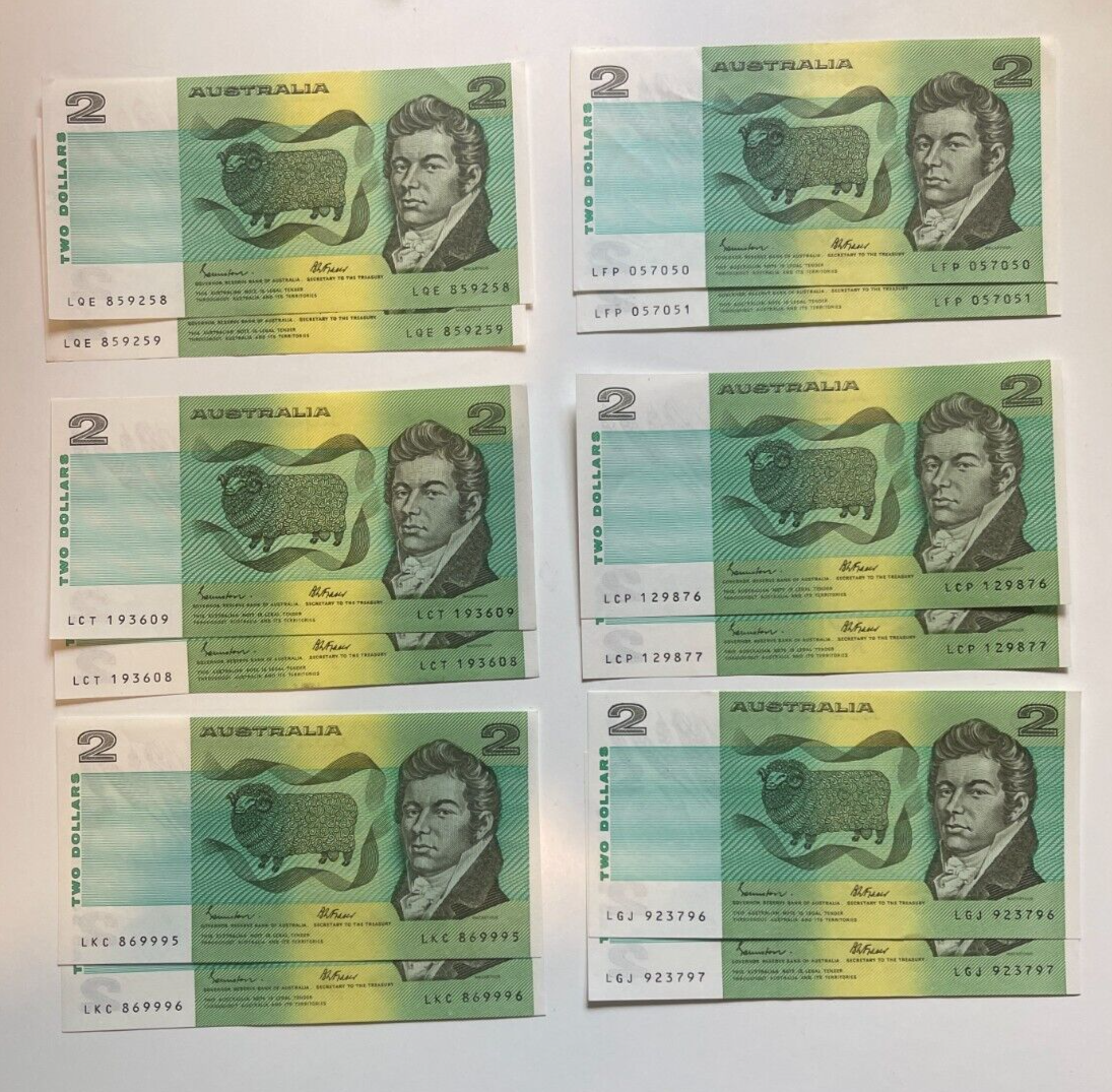 Australia banknotes $1, $2, $5, $10, $20, $50 & $100 - ONE OF EACH NOTE Circ