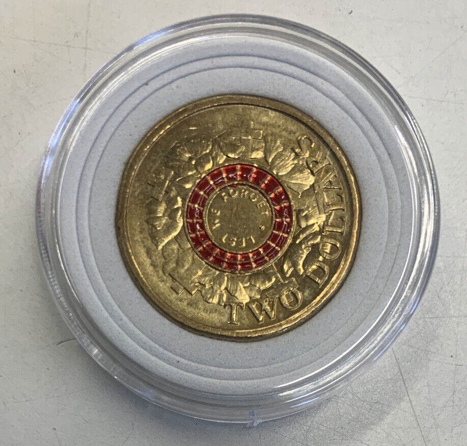 2015 $2 Two Dollar Anzac Remembrance Red Lest We Forget Coin