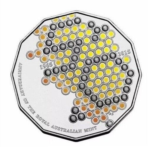 2015 50c Coloured Uncirculated Coin 50th Anniversary of the RAM Standard Issue