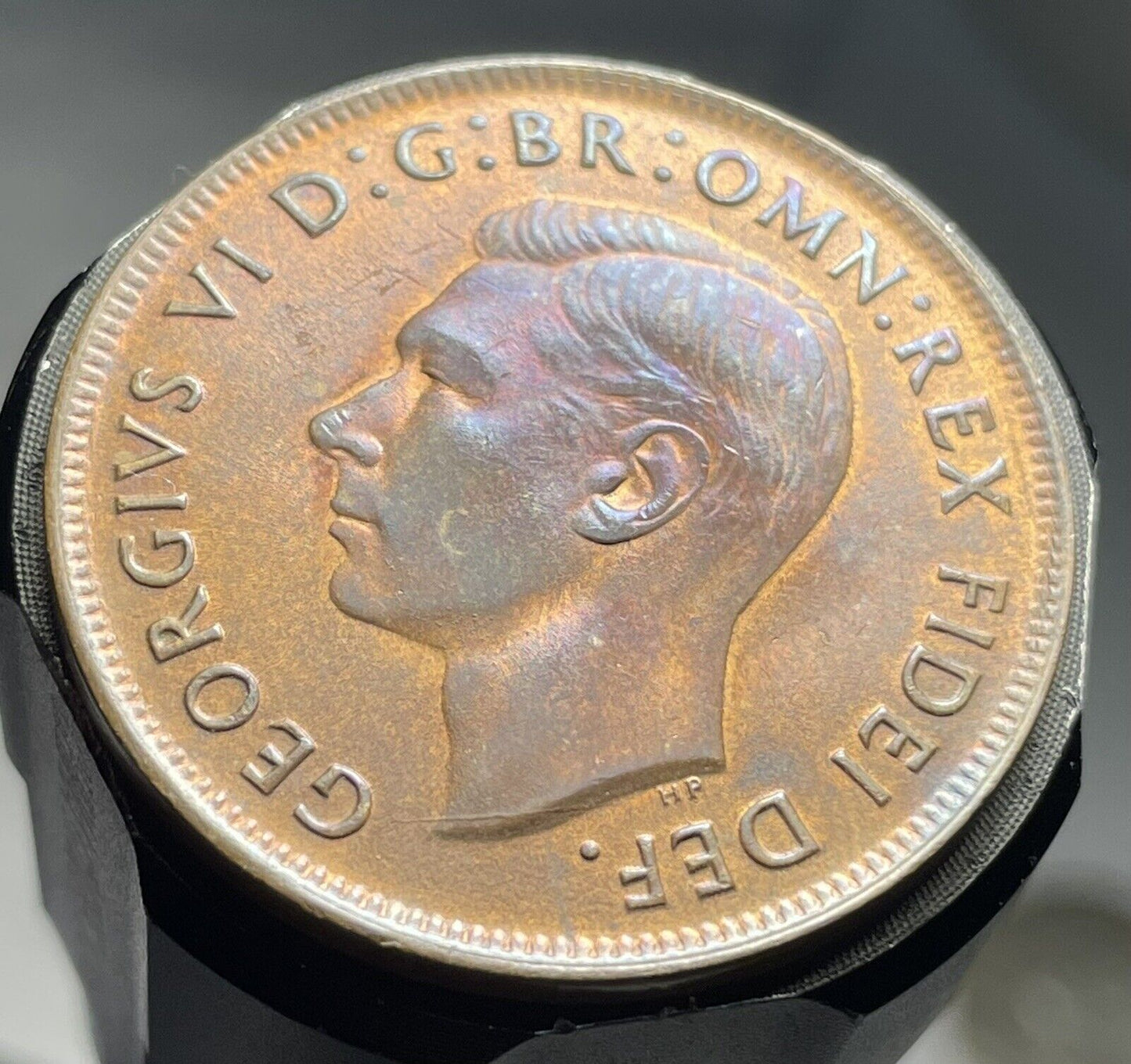 Australian 1952(m) Penny 1d Choice Uncirculated RB Rainbow Hues Copper Coin