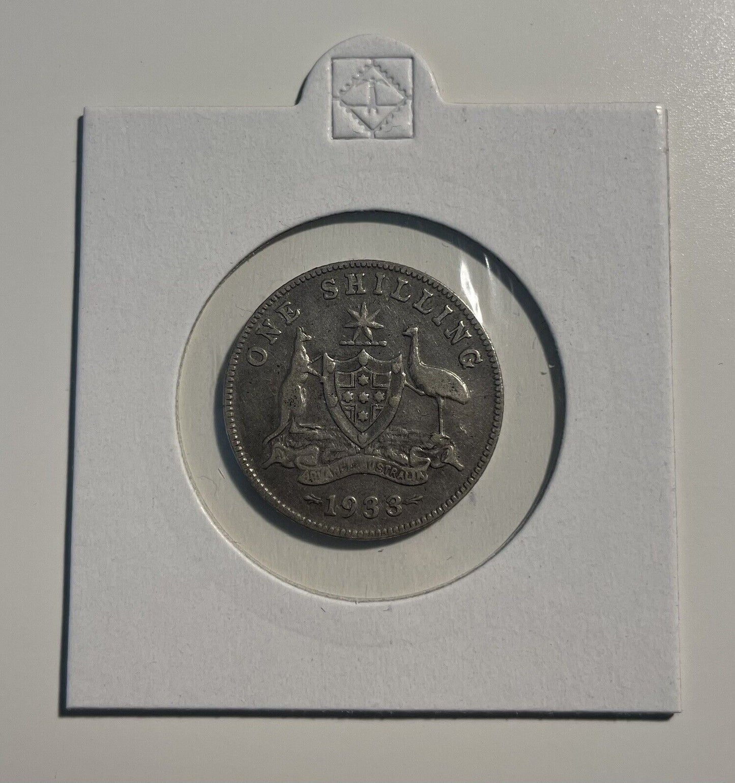 Authentic Australian 1933 Shilling Key Date Sterling 92.5% Silver Fine Condition