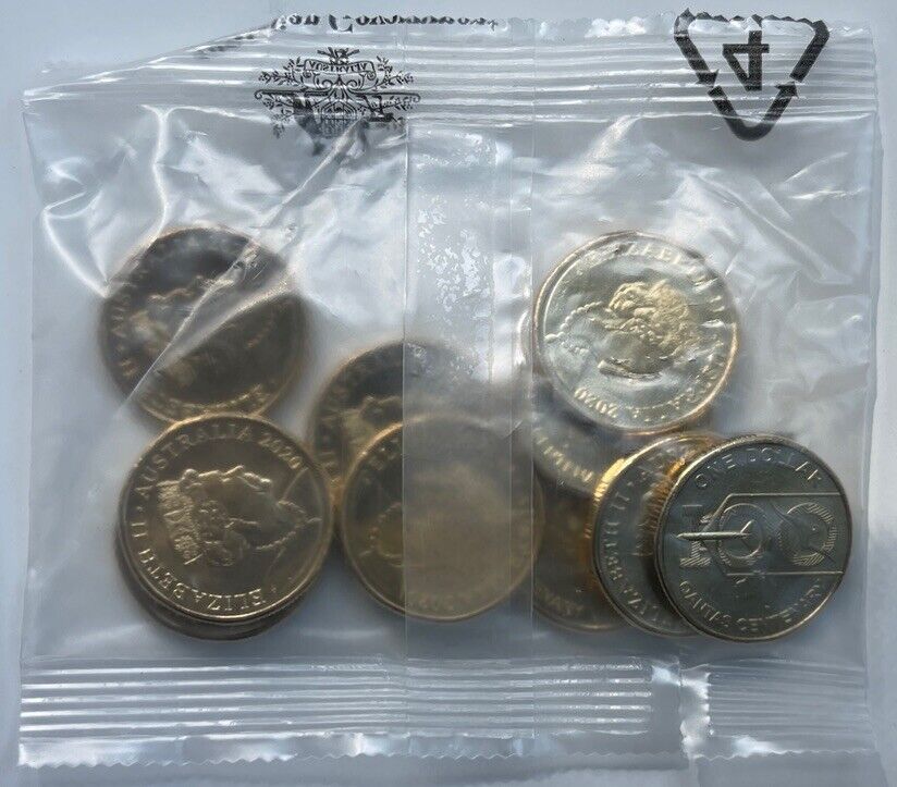 Qantas Centenary $1 - 2020 x10 Coins in RAM Plastic bag