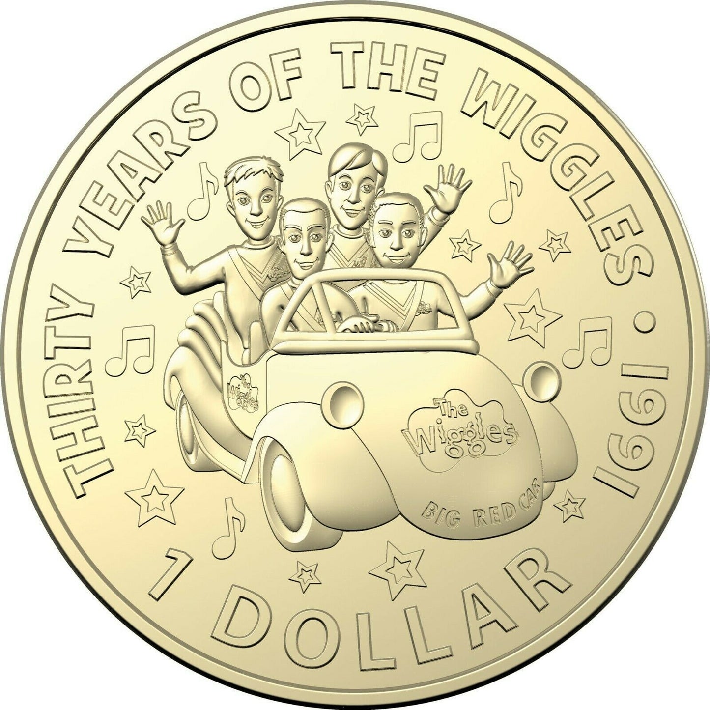 The Wiggles 2021 Six Coin Set UNC Coloured $2 $1 Dollar Folder
