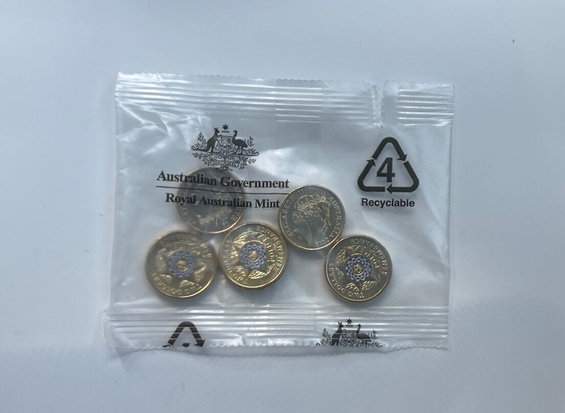 NEW UNC 2019 $2 Police RAM MINT BAG TWO DOLLAR COIN (5 COINS)