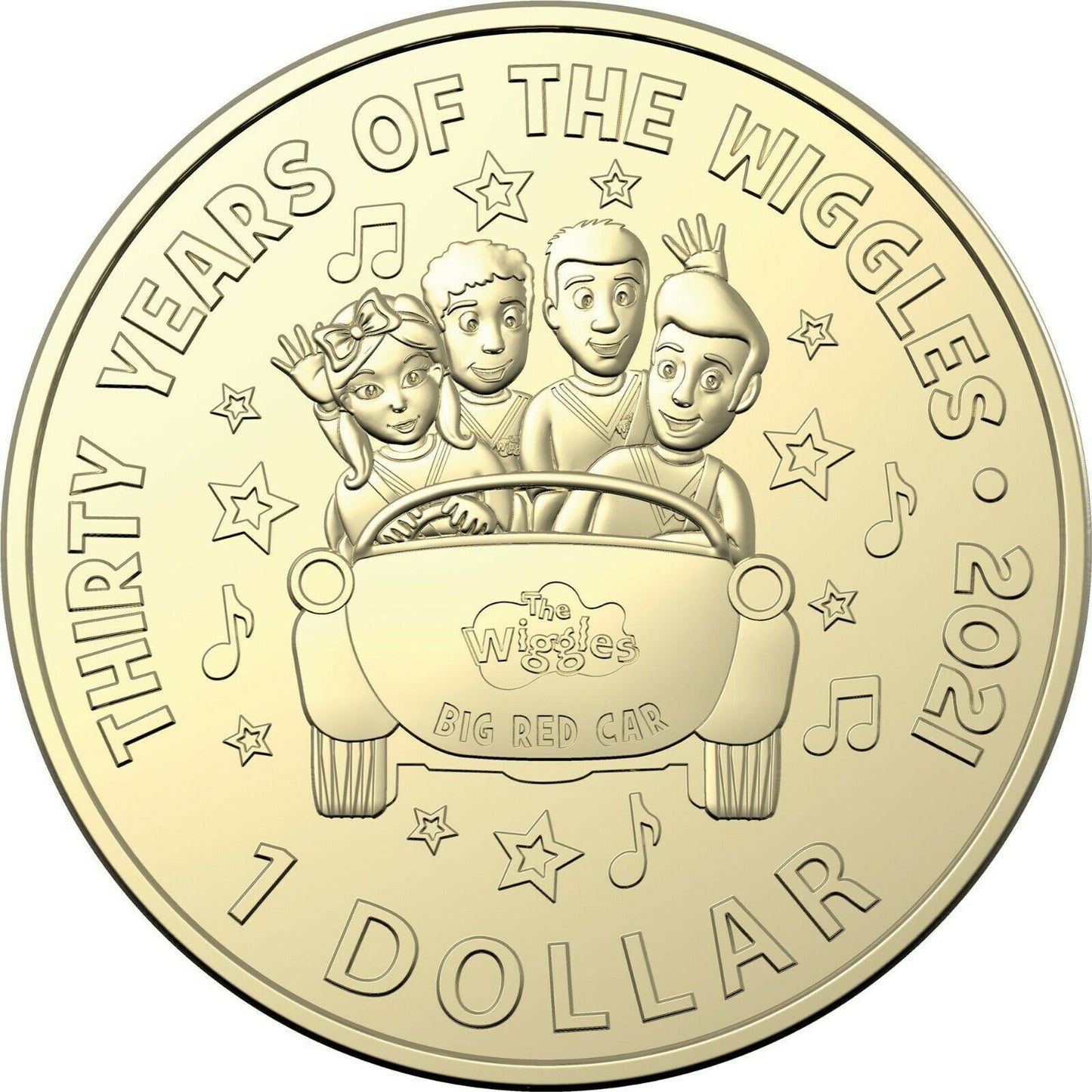 The Wiggles 2021 Six Coin Set UNC Coloured $2 $1 Dollar Folder