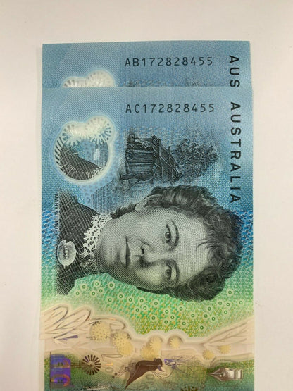 10 dollar note Australian 2017 AB & AC Prefix Identical Serials