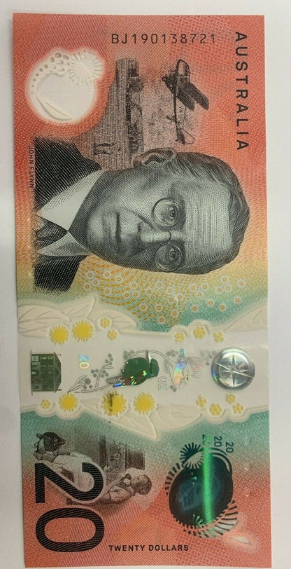 20 dollar note Australia 2019 LOWE/FRASER BJ Serial