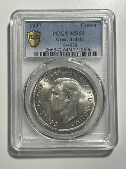 Australia 1937 Crown Five Shillings 5/- Large Silver Coin PCGS Graded MS64