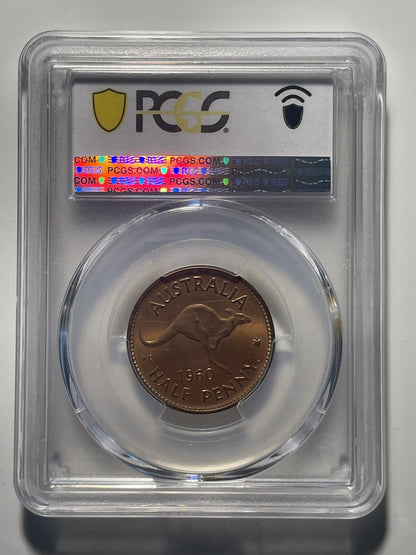 Australia 1960 Y. Perth Proof Half Penny 1/2d PCGS Graded PR65RD GEM Scarce