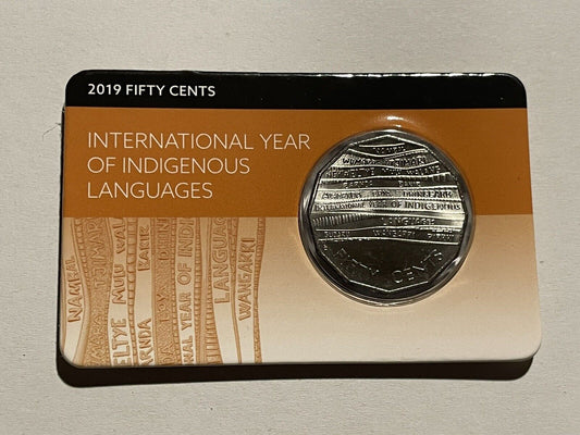 2019 Unc 50c International Year of Indigenous Languages Coin Downies Card