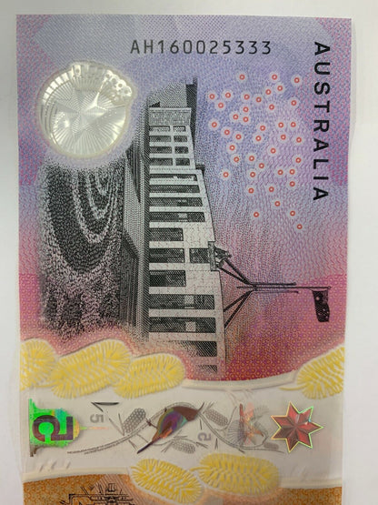 5 dollar note Australia 2016 "333" Serial