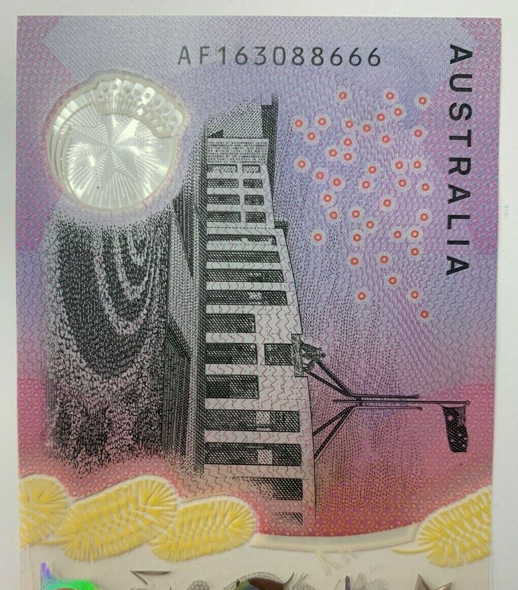 5 dollar note Australia 2016 "666" Serial