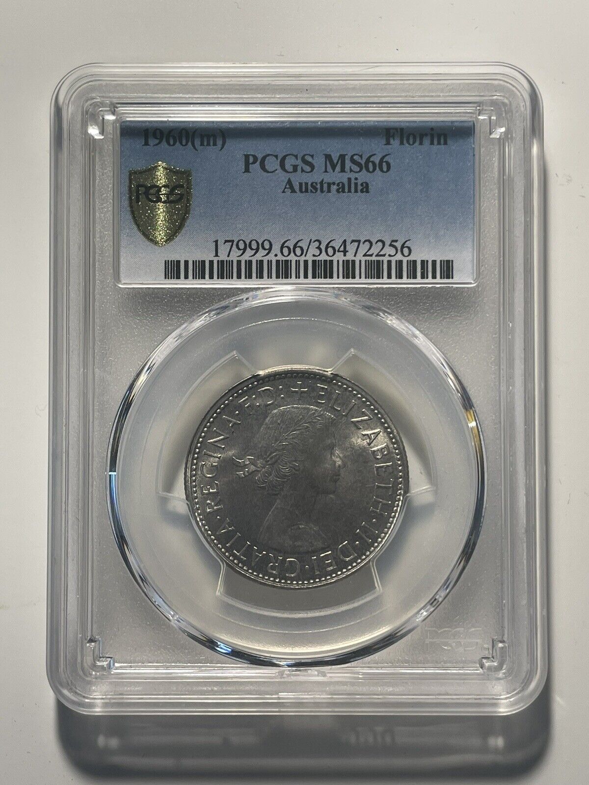 Australia 1960 M QEII Silver Florin Two Shillings 2/- PCGS Graded MS66 TOP POP