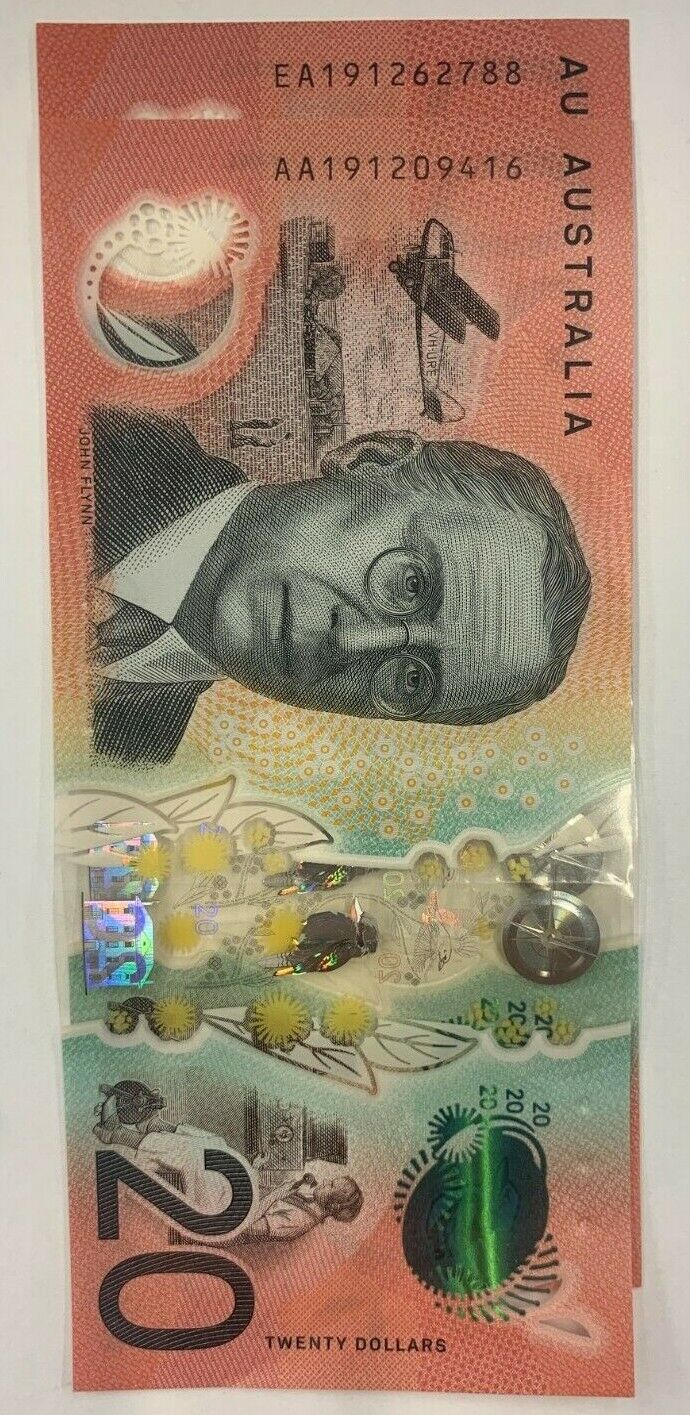 20 dollar Australian 2019 LOWE/GAETJENS AA19/EA19 First and Last PREFIX SET