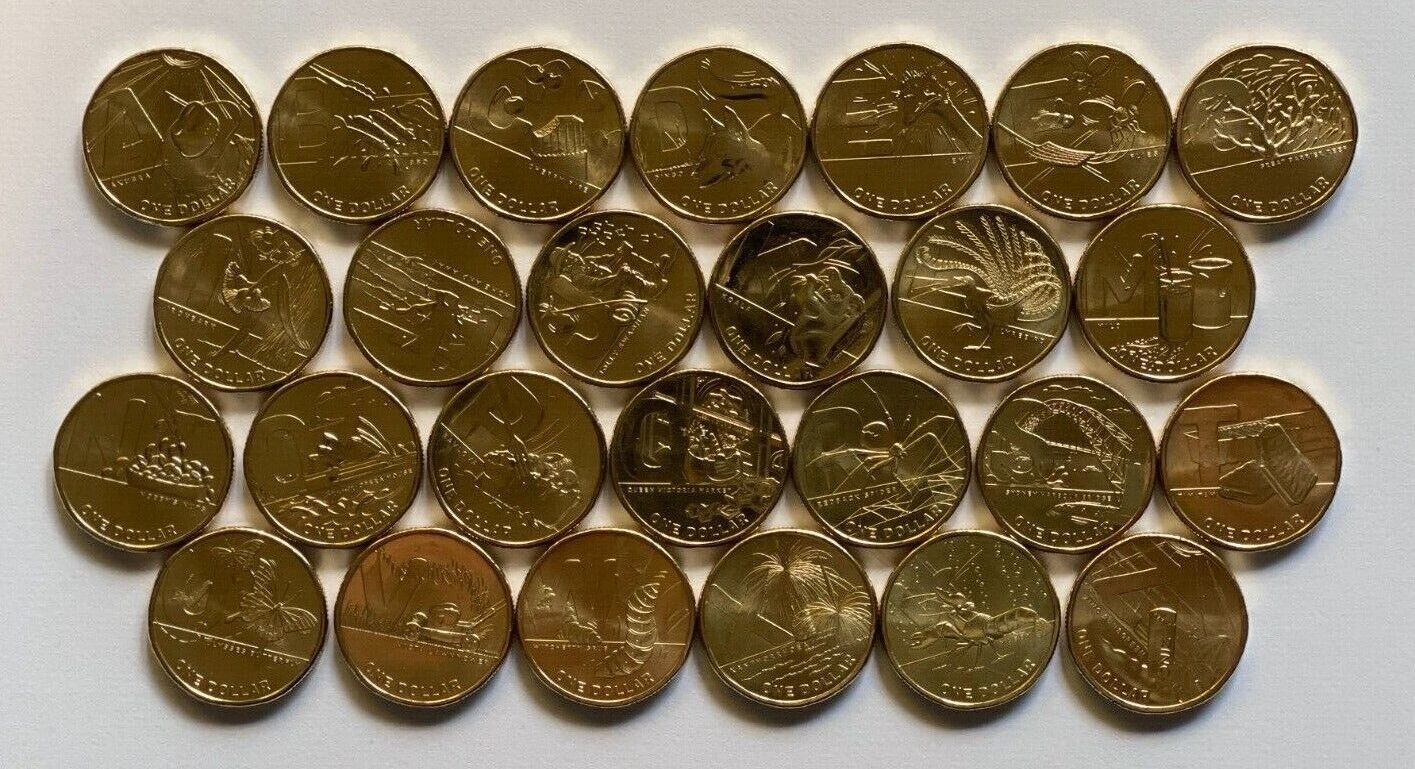 2021 Great Aussie Coin Hunt $1 Alphabet Coins Set 26 Coins A-Z SECURITY ROLL