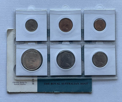 Professionally Restored Australia 1966 UNC Mint Set Coins From Ram Card In 2x2