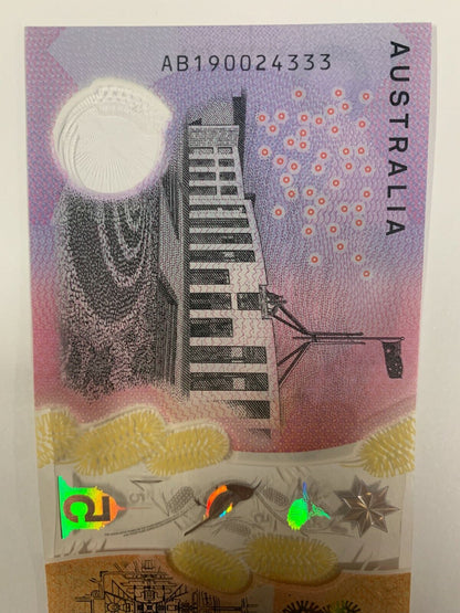 5 dollar note australia 2019 "333" Serial