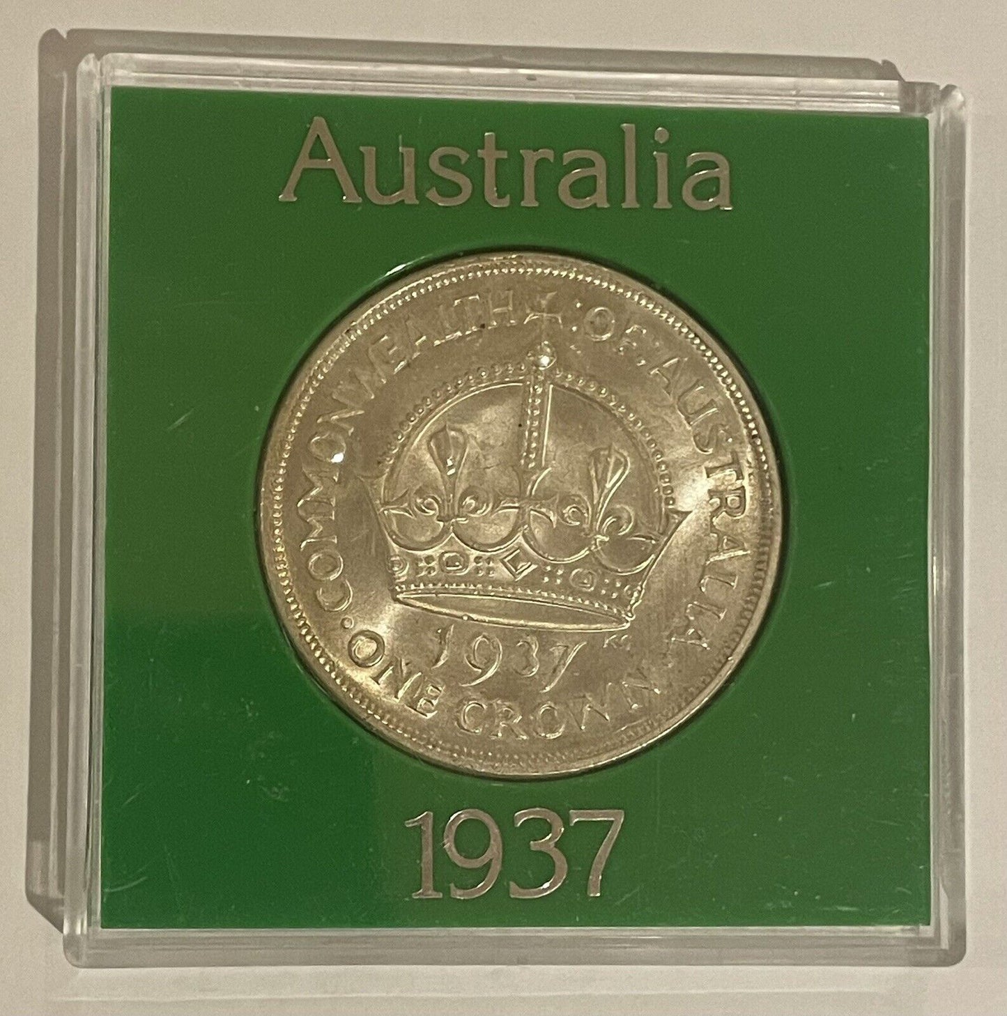 Australia UNC 1937 Crown Five Shillings 5/- Large 92.5% Silver Coin