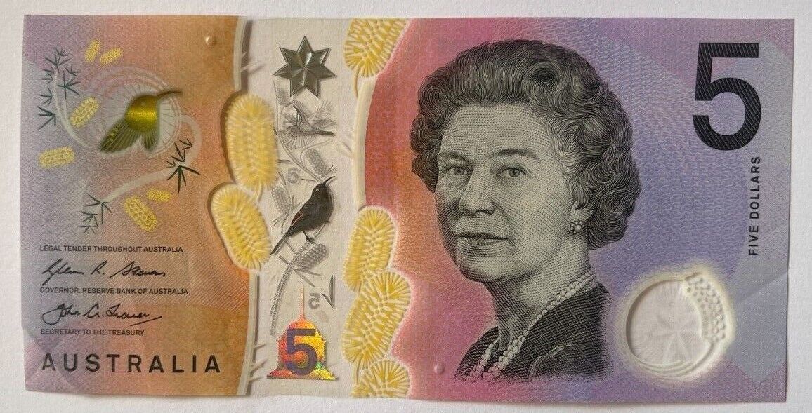 5 dollar note Australia 2016 "607706" RADAR serial