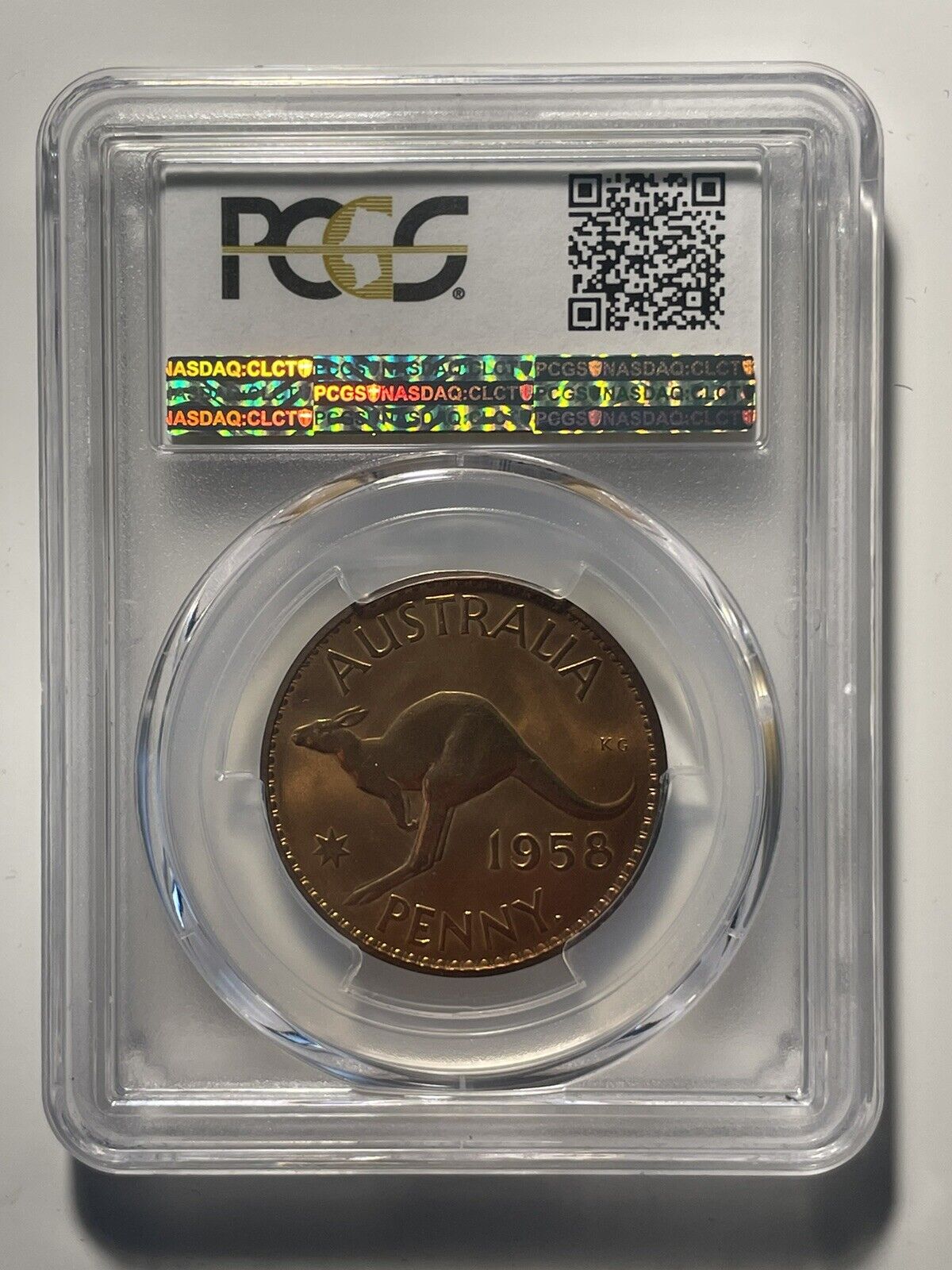 Australia 1958 Perth One Penny 1d Y. Proof PCGS Graded PR65RD Scarce