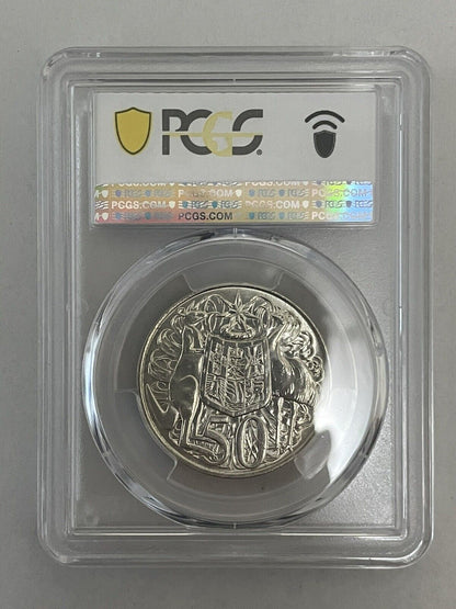 Australia 1966 50c Fifty Cents Coin Round 80% Silver PCGS Graded MS65