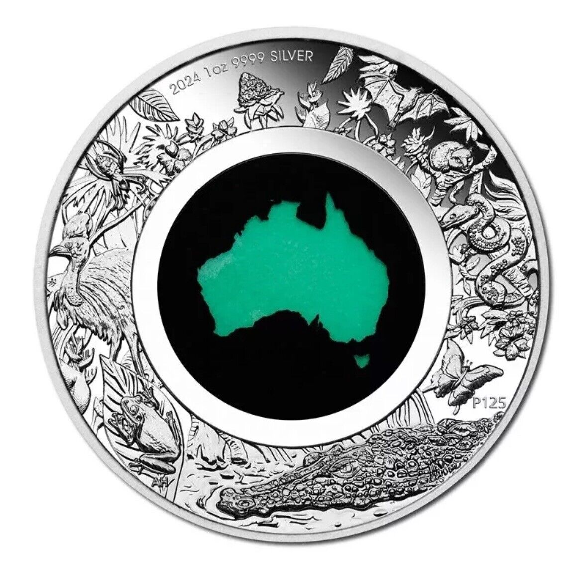 Great Southern Land 2024 1oz 999 Silver Proof Chrysoprase Coin Perth Mint