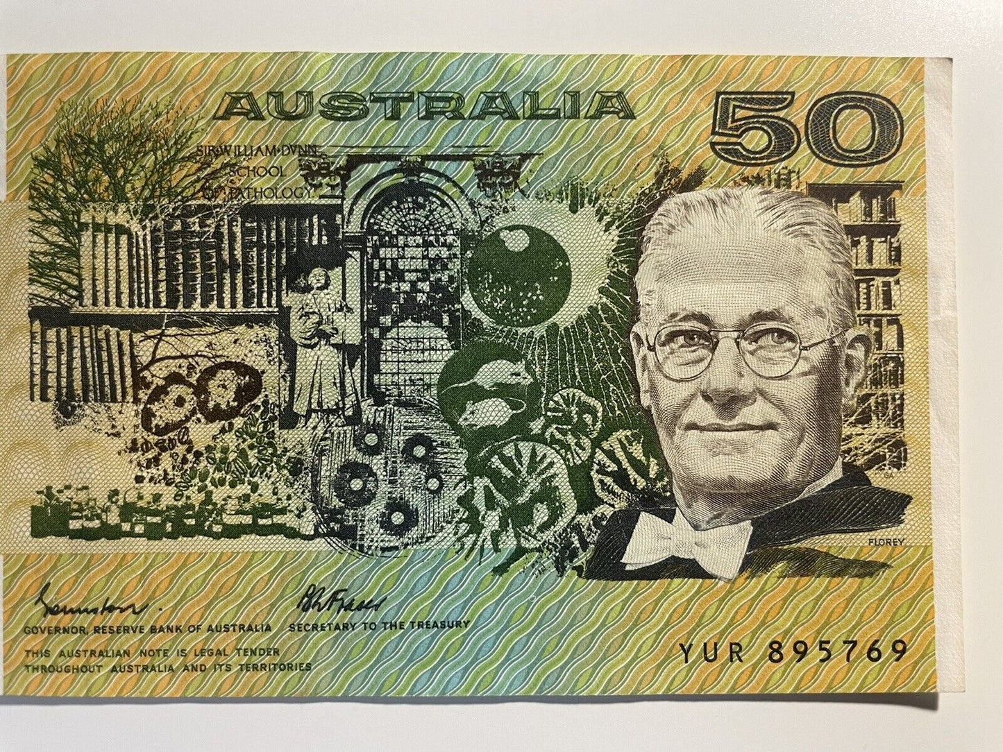 1985 Johnston/Fraser $50 Fifty Dollars Australia YUR Prefix Paper Bank Note Circ