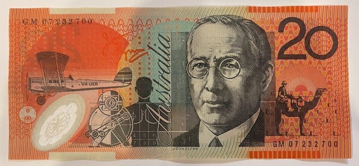 20 Dollar Note Australian 2007 "0723270" RADAR serial