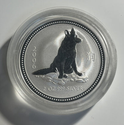 Australia 2006 $2 Year Of Dog Lunar Series I 2oz Fine Silver 999 Perth Mint