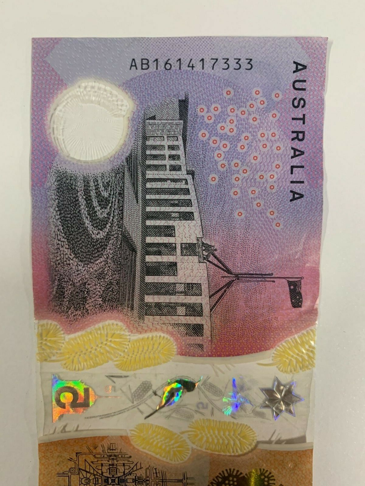 5 dollar note australia 2016 "333" serial