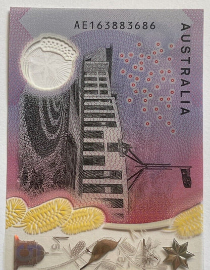 5 dollar note Australia 2016 "638836" RADAR serial