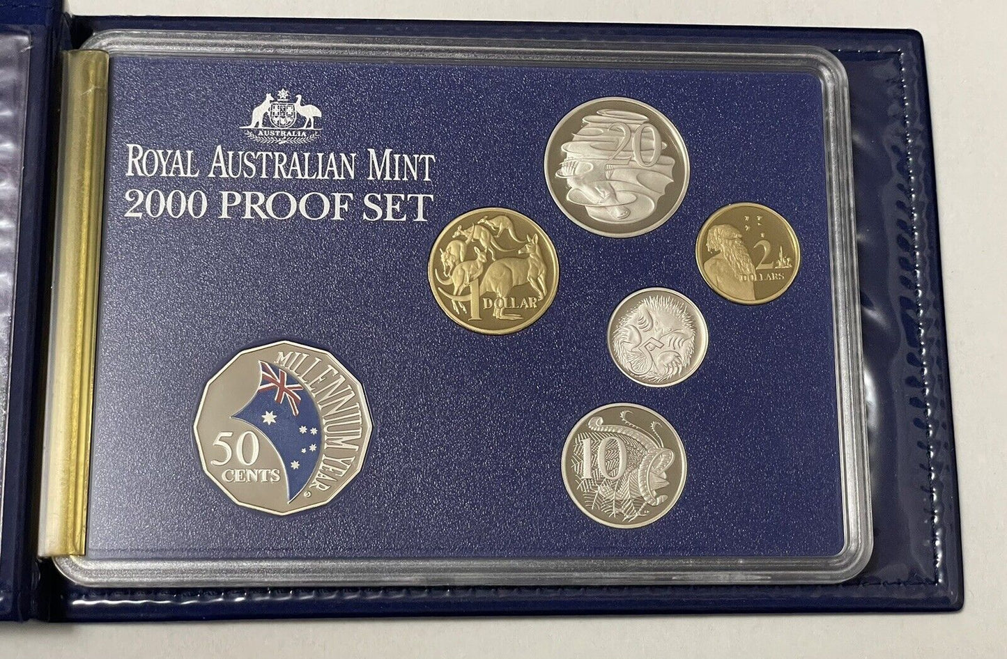 Australia 2000 Proof Six Coin Set Coloured 50c Fifty Cents RAM UNC With Box