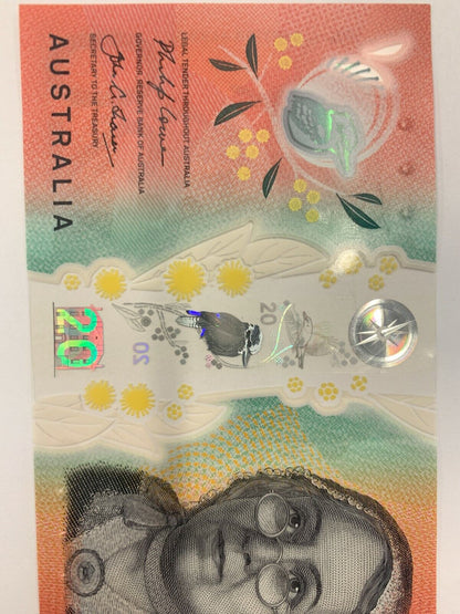 20 dollar note Australia 2019 LOWE/FRASER BJ Serial