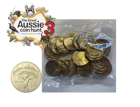 2022 $1 One Dollar Great Aussie Coin Hunt Bag Letter A - Aussie 20 coins RAM