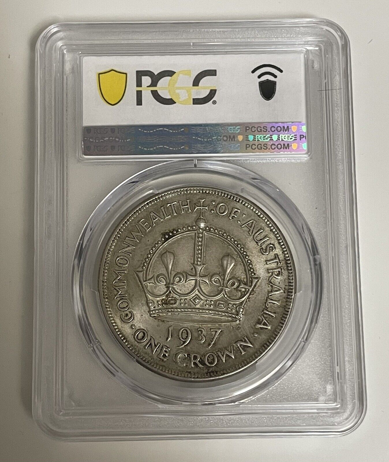 Australia 1937 Crown Five Shillings 5/- Large Silver Coin PCGS Graded au58