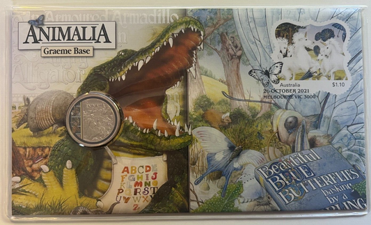 2021 Issue 37 PNC: ANIMALIA Graeme Base featuring coloured $1 coin