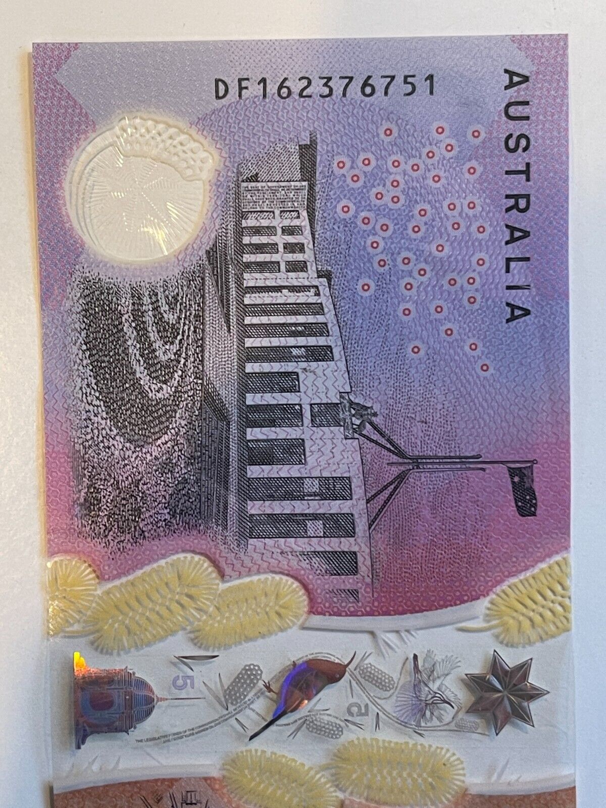 5 dollar note Australia 2016 OVERPRINT ERROR