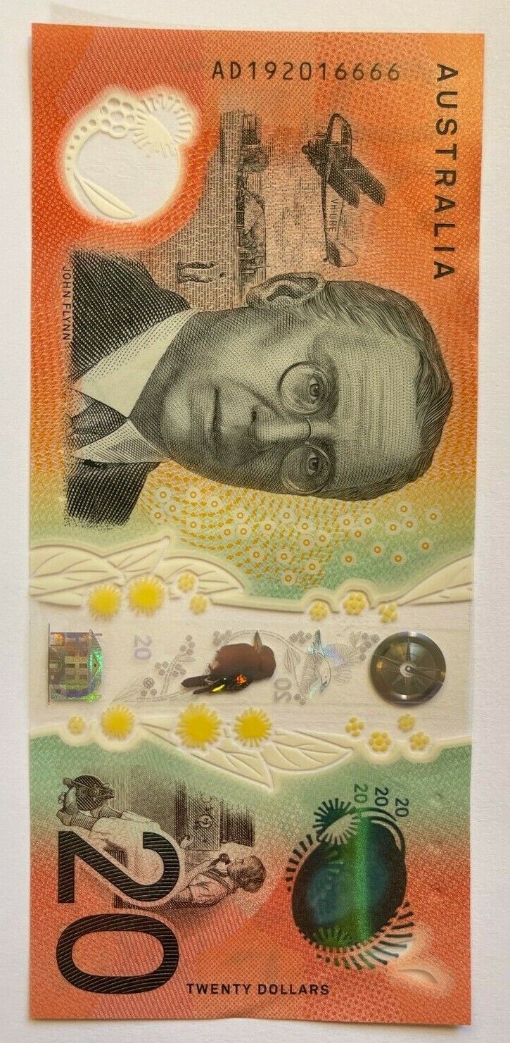 20 dollar note australia 2019 “6666” Serial