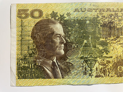 1979 Knight/ Stone $50 Fifty Dollars Australia YDL Prefix Paper Bank Note Circ