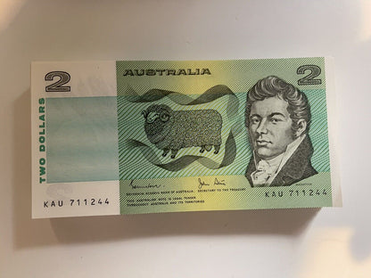 Australia $1 One, $2 Two, $5 Five NOTES -  ONE OF EACH NOTE Bank Bundle UNC