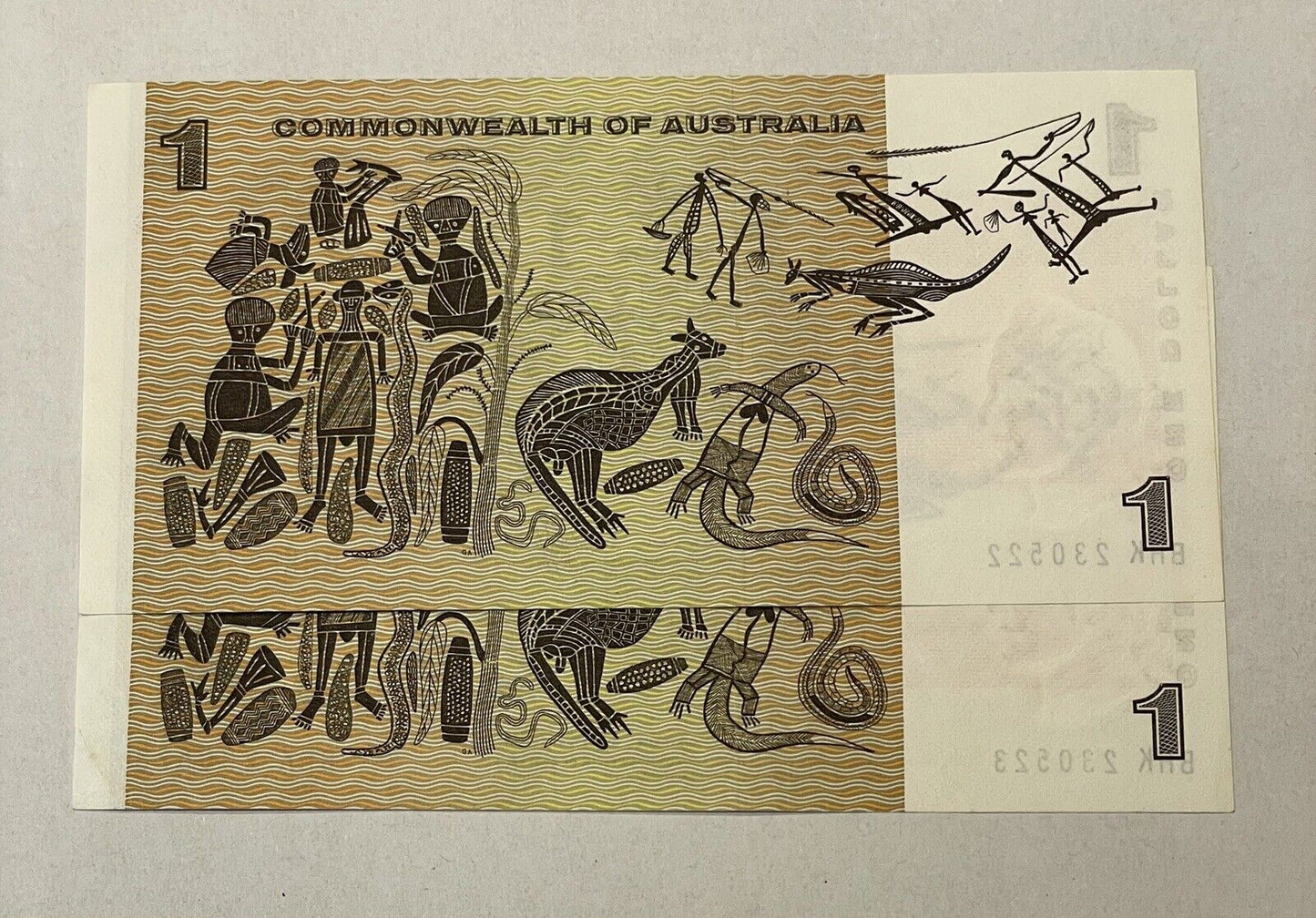 2x Consec 1972 Commonwealth Of Australia $1 paper Bank Note Phillips/Wheeler R34