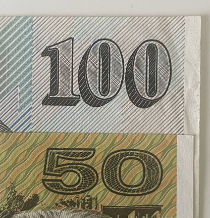 Australia $50 Fifty & $100 Hundred Paper Banknote ONE OF EACH Circ Pair