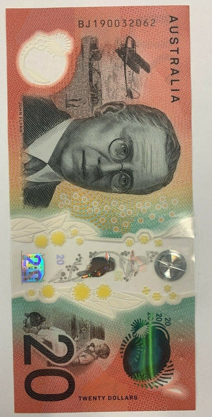 20 dollar note Australia 2019 LOWE/FRASER BJ Serial