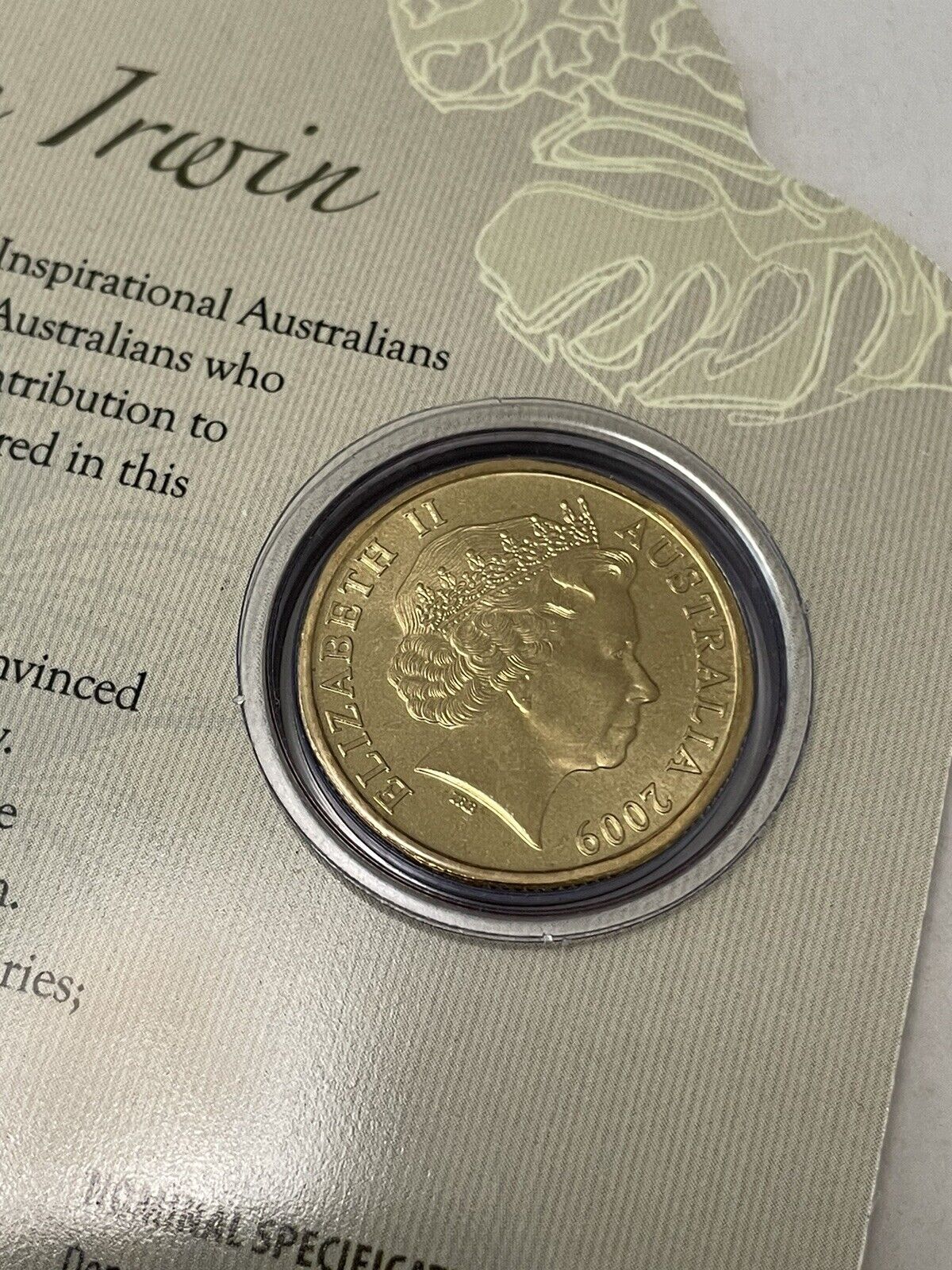 2009 Australia $1 Unc Inspirational Australians Steve Irwin Coin-Original Card