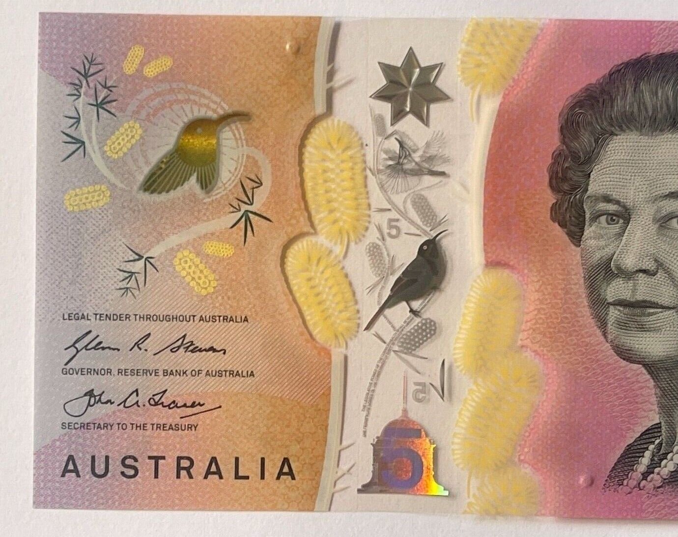 5 dollar note Australia 2016 "88388" RADAR serial