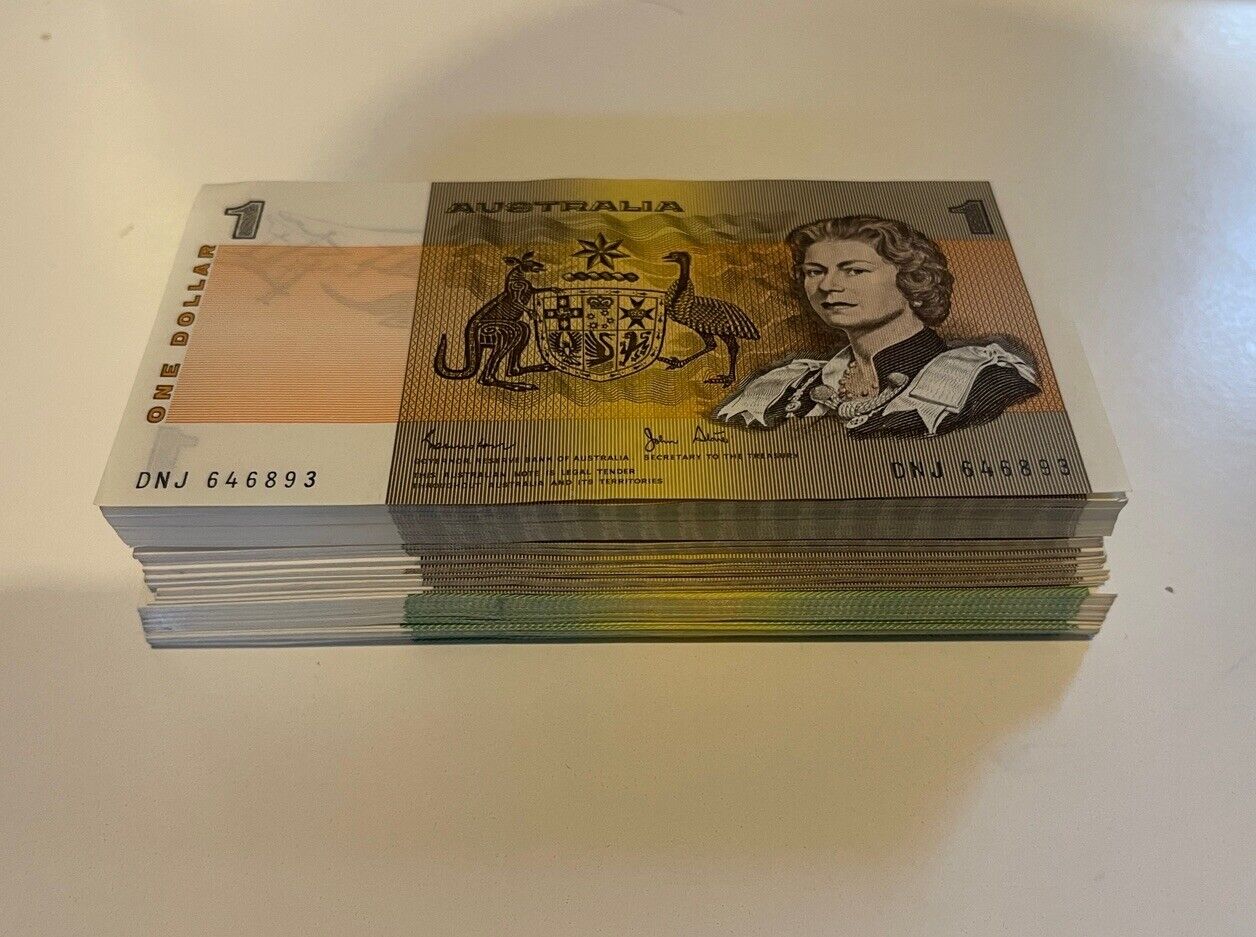 Australia $1 One, $2 Two, $5 Five NOTES -  ONE OF EACH NOTE Bank Bundle UNC