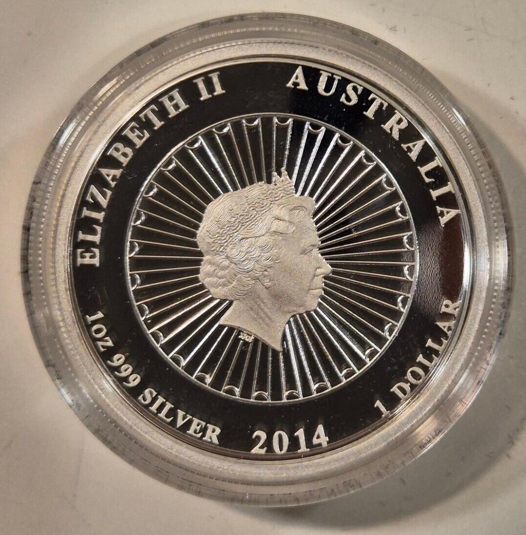 2014 $1 Australia Abalone Shell 1oz Fine Silver Proof Coin + inset abalone shell